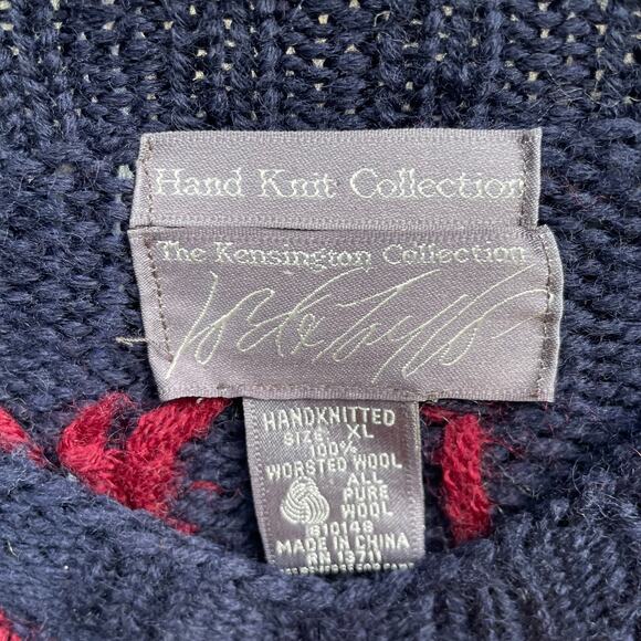 Vintage Sweater Wool Lord and Taylor 100% Wool Pure Hand Knit Pullover Crew XL - Picture 8 of 9